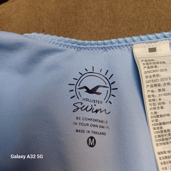 Hollister Blue Bikini Swimsuit With V-Neck and Bow Straps Size M - Picture 10 of 13